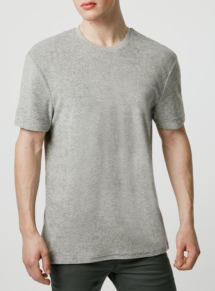 Topman Mens Grey Gray Towelling T-shirt