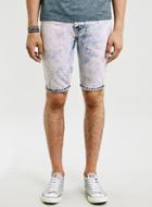 Topman Mens Pink Coral Acid Wash Skinny Shorts