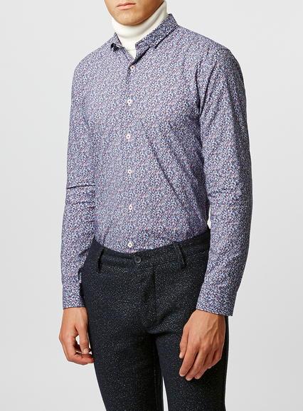 Topman Mens Blue Peter Werth Paisley Long Sleeve Shirt