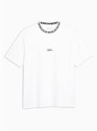Topman Mens Signature White Printed Ribbed T-shirt