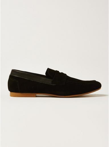 Topman Mens Black Husky Embossed Penny Loafers