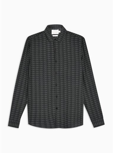 Topman Mens Premium Black Dot Slim Shirt