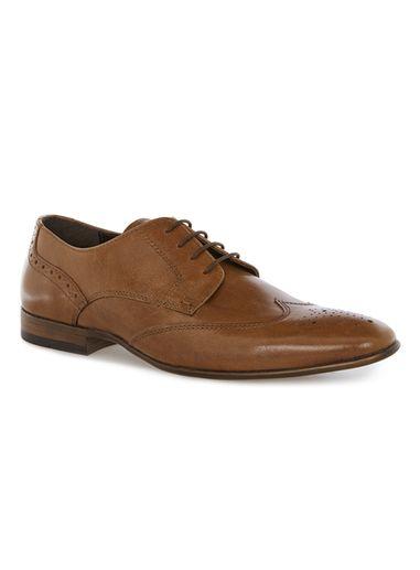 Topman Mens Brown Tan Leather Brogue Shoes