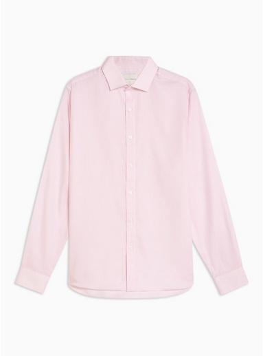 Topman Mens Premium Pink Textured Slim Shirt
