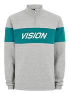 Topman Mens Grey Vision Street Wear Gray And Teal Half Zip Track Top