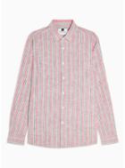 Topman Mens Multi Pink Stripe Slim Shirt