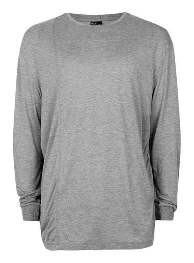 Topman Mens Aaa Grey Ruching Long Sleeve T-shirt