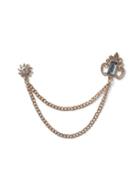 Topman Mens Gold Look And Blue Stone Chain Collar Tips*