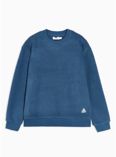Topman Mens Blue Borg Sweatshirt