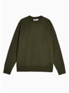 Topman Mens Olive Green High Neck Long Sleeve Sweatshirt