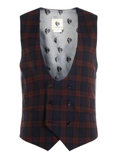 Topman Mens Red Noose And Monkey Burgundy Vest