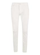 Topman Mens White Double Knee Rip Stretch Skinny Jeans