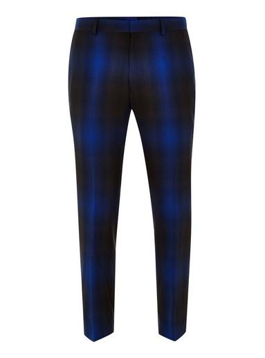 Topman Mens Blue Ombre Check Slim Pants