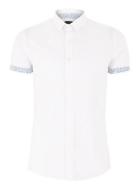 Topman Mens White Muscle Floral Turn Up Short Sleeve Shirt