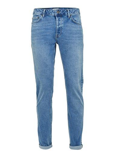 Topman Mens Light Wash Blue Stretch Slim Jeans
