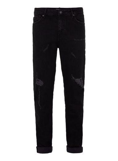 Topman Mens Black Distressed Stretch Skinny Jeans