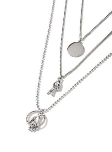 Topman Mens Silver Multirow Hand Necklace*