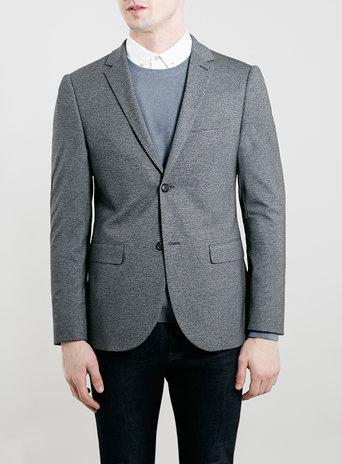 Topman Mens Mid Grey Skinny Fit Jersey Blazer