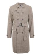 Topman Mens Brown Houndstooth Check Trench Coat