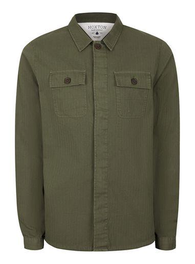Topman Mens Green Hoxton Shirt Company Khaki Utility Shirt*