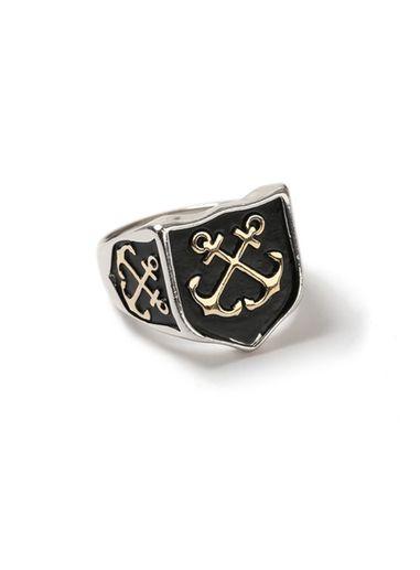 Topman Mens Silver Mixed Metal Anchor Ring*