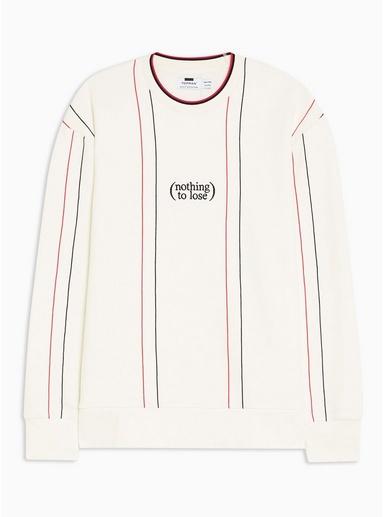 Topman Mens White 'nothing To Lose' Stripe Sweatshirt