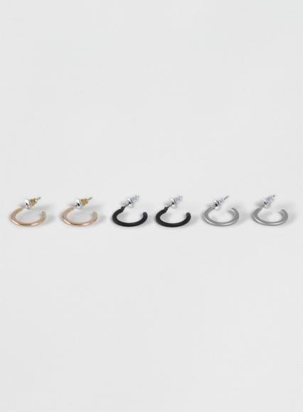 Topman Mens Black 5 Pack Hoop Earrings*