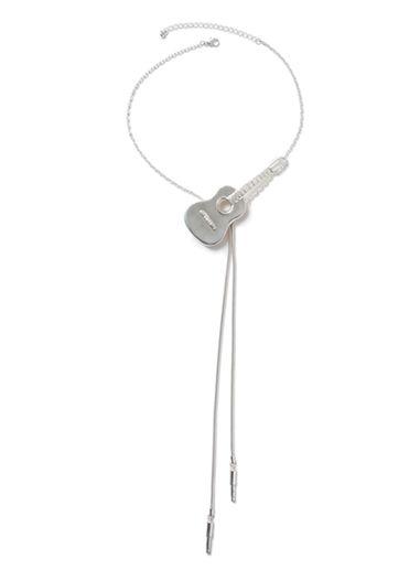 Topman Mens Topman Design Silver Look Guitar Bolo Necklace*