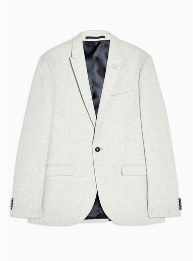 Topman Mens Light Grey Skinny Fit Warm Handle Single Breasted Blazer With Peak Lapels