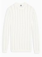 Topman Mens Ecru And Blue Chunky Stripe Sweater