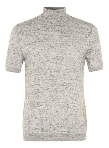 Topman Mens Brown Stone Mini Roll Neck Knitted T-shirt