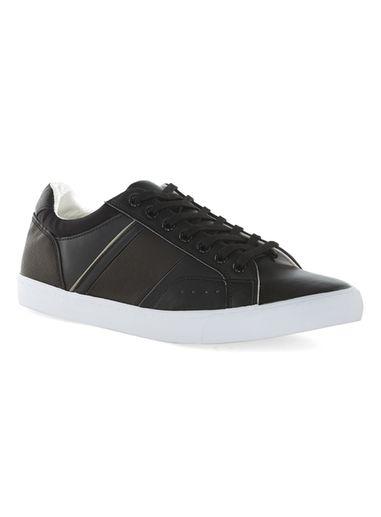 Topman Mens Black Pu Panelled Sneakers