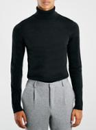 Topman Mens Black Merino Roll Neck Jumper