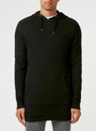 Topman Mens Black Slub Hoodie