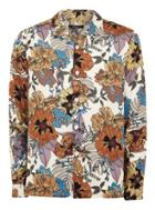 Topman Mens Stone Floral Revere Long Sleeve Shirt