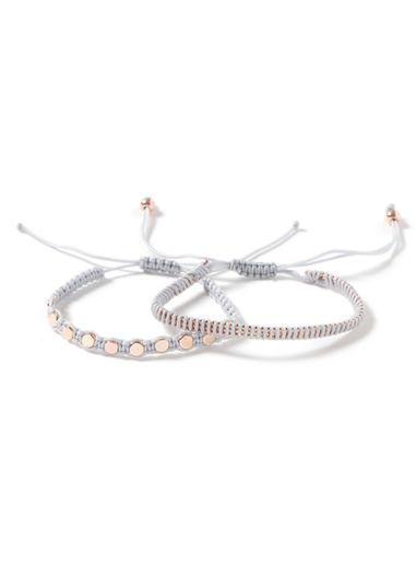 Topman Mens Rose Gold Look And Grey Fabric Bracelet Pack*