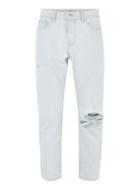 Topman Mens White Bleached Ripped Rigid Tapered Jeans