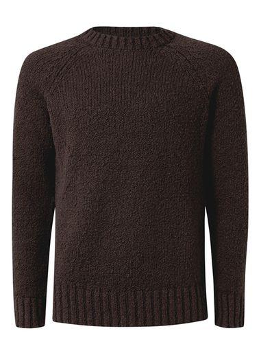 Topman Mens Brown Popcorn Textured Slim Fit Sweater