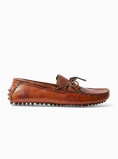 Topman Mens Brown Tan Monaco Leather Driver Shoes