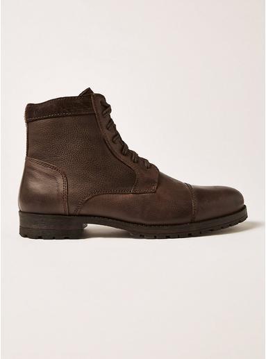 Topman Mens Brown Leather Toby Lace Boots