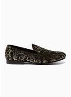 Topman Mens Gold And Black 'boa' Brocade Loafers