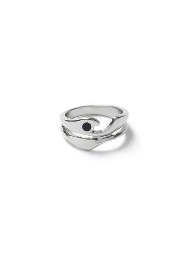 Topman Mens Silver Jet Stone Sculpted Ring*