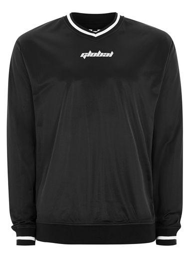 Topman Mens Black Global Poly Tricot Sweatshirt
