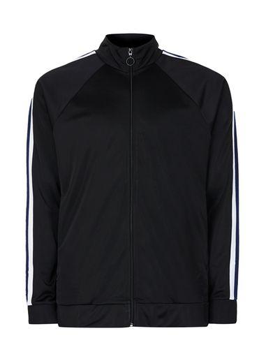 Topman Mens Black Panelled Sleeve Track Top