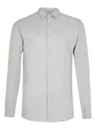 Topman Mens Mid Grey Grey Oxford Long Sleeve Dress Shirt