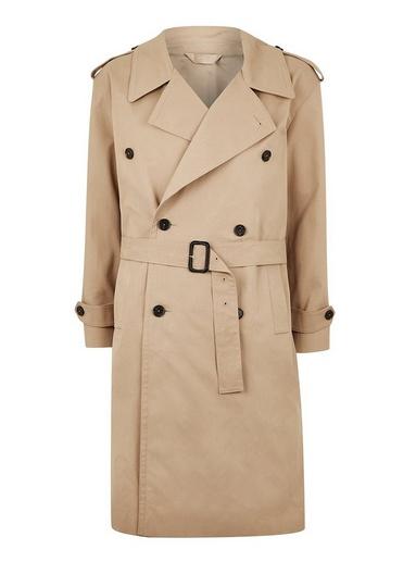 Topman Mens Stone Oversized Double Breasted Trench Coat