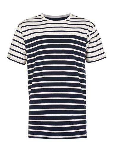 Topman Mens Cream Ltd Navy And White Stripe T-shirt