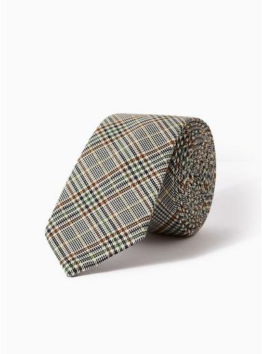 Topman Mens Beige Stone Mini Check Print Tie