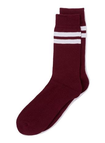 Burgundy Stripe Tube Socks