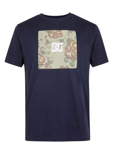 Topman Mens Blue Dc Navy Rose Panel T-shirt